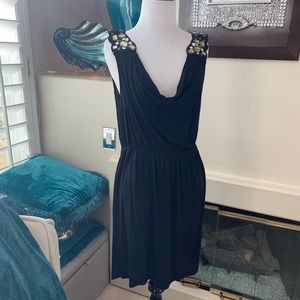 Black cotton dress w/stone embellishments